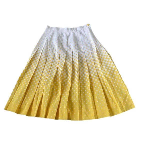 Cest Petite Midi Yellow and White Skirt Size: Small - Picture 1 of 3